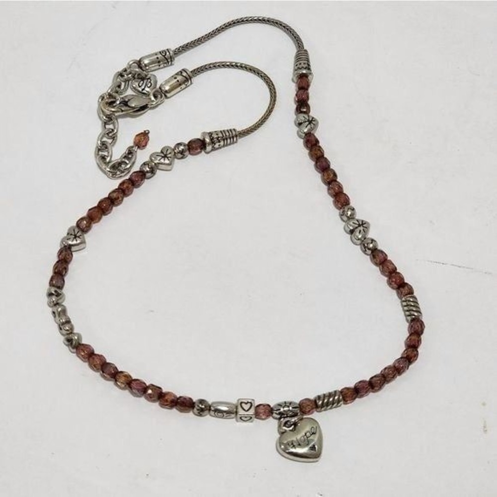 Brighton amber crystal beaded Gleam sweet heart hope charm silver‎ necklace